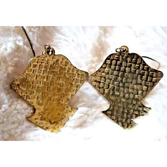 Vintage Goldtone Floral Red Enamel Cloisonne Drop Earrings - Picture 2 of 2